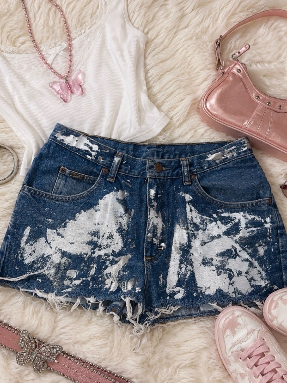 Rag Union for Lee Metallic Paint Distressed Cutoff Shorts